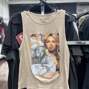 Britney Spears Y2K Lucky Graphic Tank Top Women’s Large | Light Brown Sleeveless